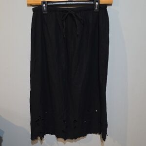 Universal Thread Black Linen Blend Midi Skirt Sz Med